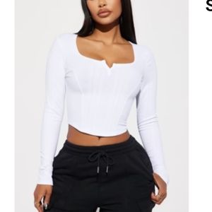 White long sleeve crop top NEW